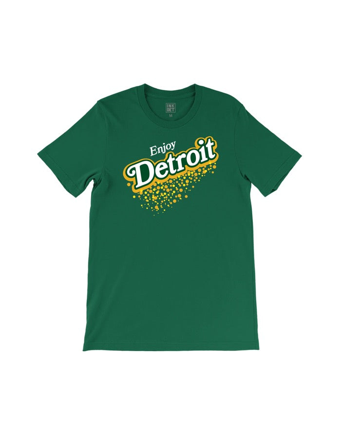 Ink Detroit Vintage "Enjoy Detroit" Ginger Ale T-Shirt - Dark Green