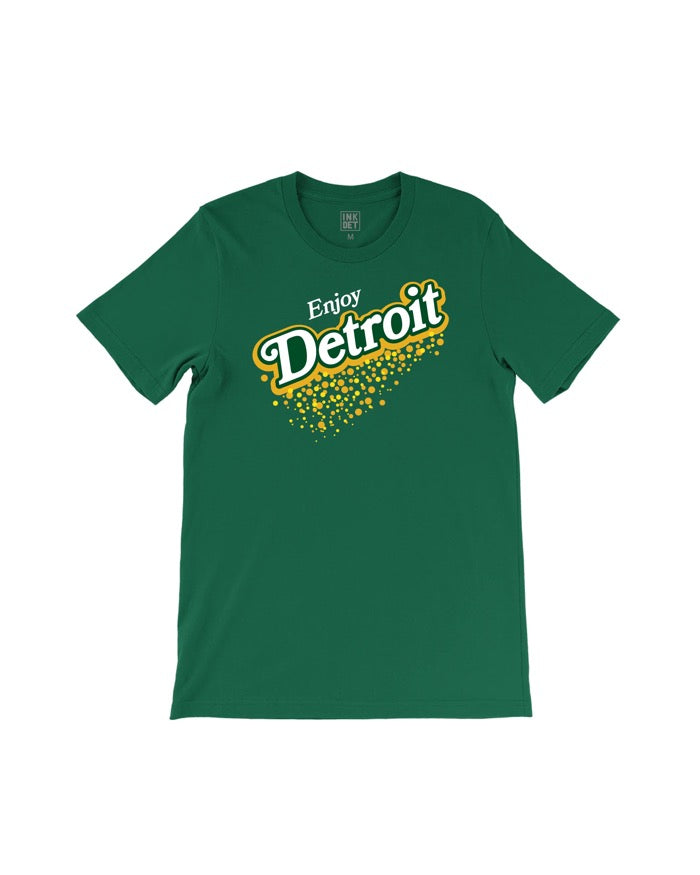 Ink Detroit "Enjoy Detroit" Ginger Ale T-Shirt - Dark Green