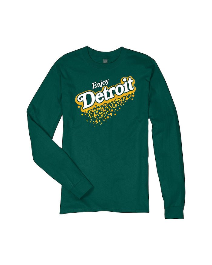 Ink Detroit Vintage "Enjoy Detroit" Ginger Ale Long Sleeve T-Shirt - Dark Green - Ink Detroit