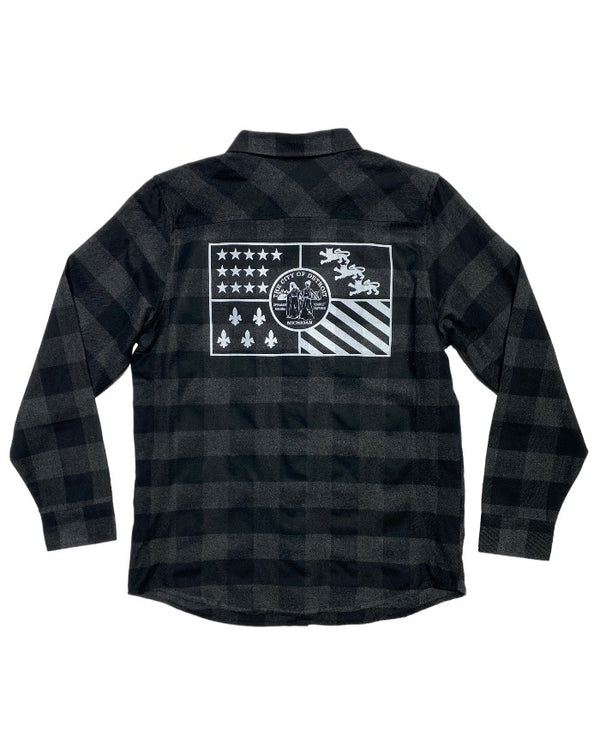 Detroit Flag Buffalo Plaid flannel shirt back print
