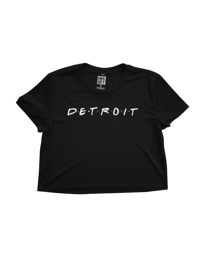 Ink Detroit Friends Cropped Flowy T-Shirt - Black