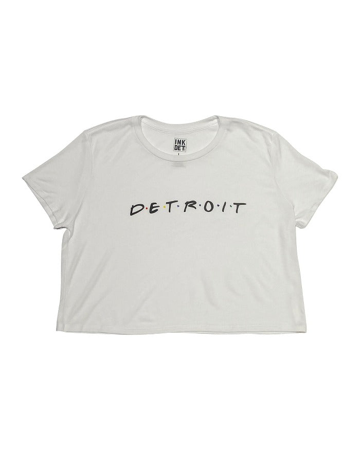 Ink Detroit Friends Cropped Flowy T-Shirt - White