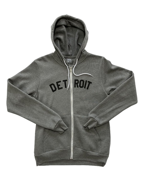 Ink Detroit Full Zip Hooded Sweatshirt - Grey