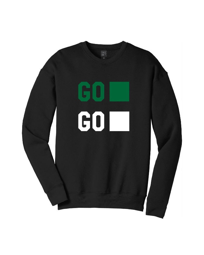 Ink Detroit GO GREEN GO WHITE Crewneck Sweatshirt - Black - Ink Detroit