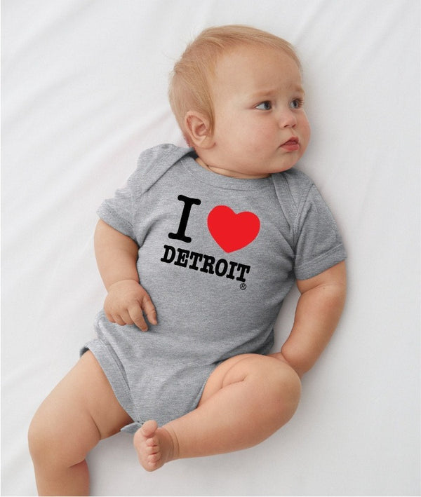 Ink Detroit I Love Detroit Baby Onesie - Grey