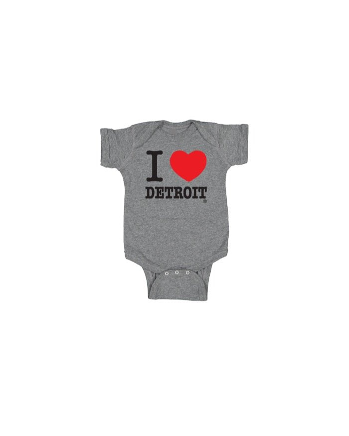 Ink Detroit I Love Detroit Baby Onesie - Heather Grey - Ink Detroit