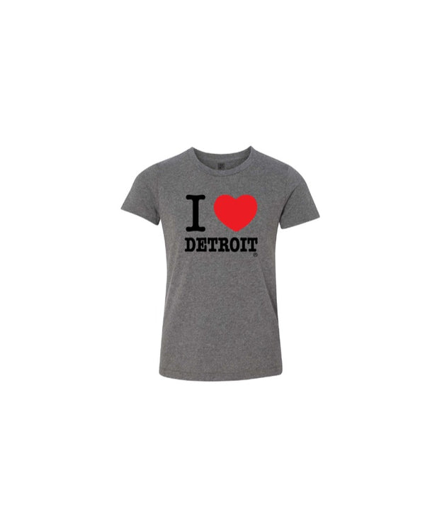 I Love Detroit Youth T-Shirt Heather Grey