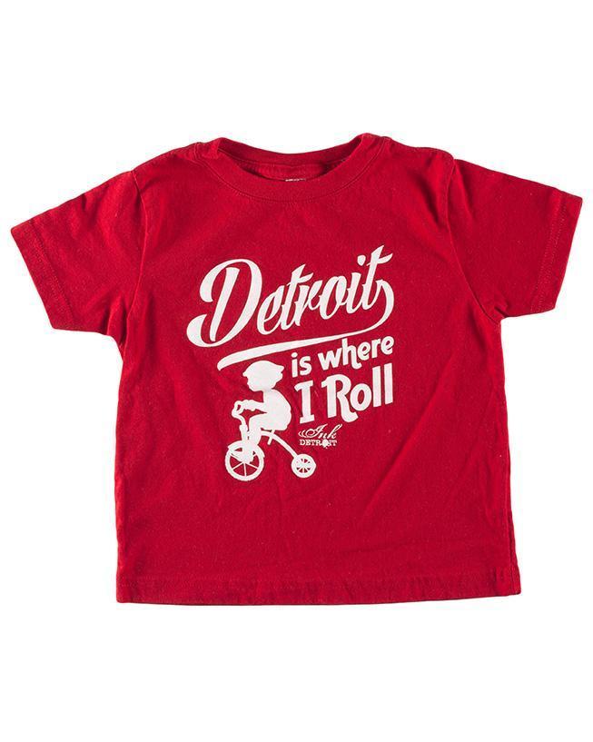 Ink Detroit Is Where I Roll Toddler T-Shirt - Red