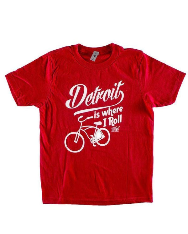 Ink Detroit Is Where I Roll Youth T-Shirt - Red