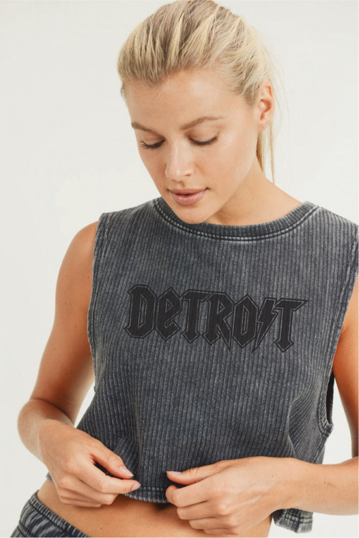 Ink Detroit Lightning Mineral Wash Boxy Cropped Muscle Tank