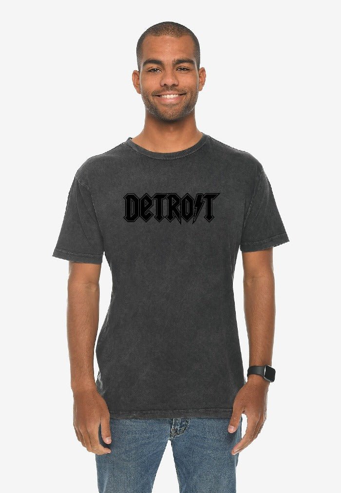 Ink Detroit Lightning Mineral Wash T-Shirt - Black - Ink Detroit