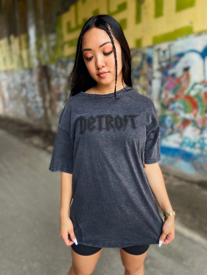 Ink Detroit Lightning Mineral Wash T-Shirt - Black - Ink Detroit