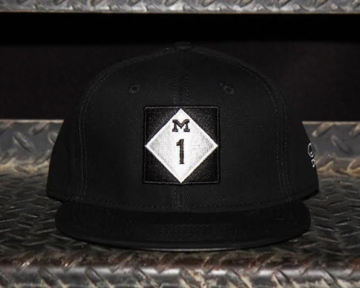 Ink Detroit M1 Flat Bill Snapback Hat - Black / White