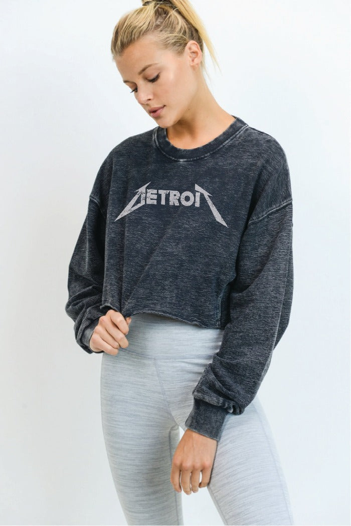 Ink Detroit Metal Women's Mineral Wash Cropped Pullover