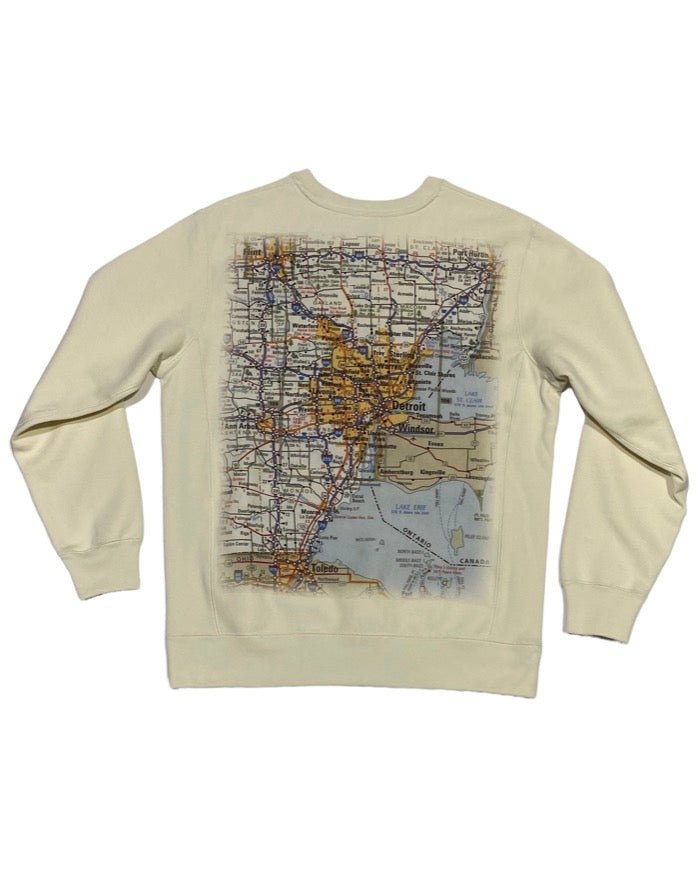 Ink Detroit - Metro Detroit Map - Crewneck Sweatshirt - Natural - Ink Detroit
