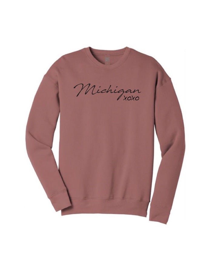 Ink Detroit Michigan XOXO Crewneck Sweatshirt - Mauve - Ink Detroit