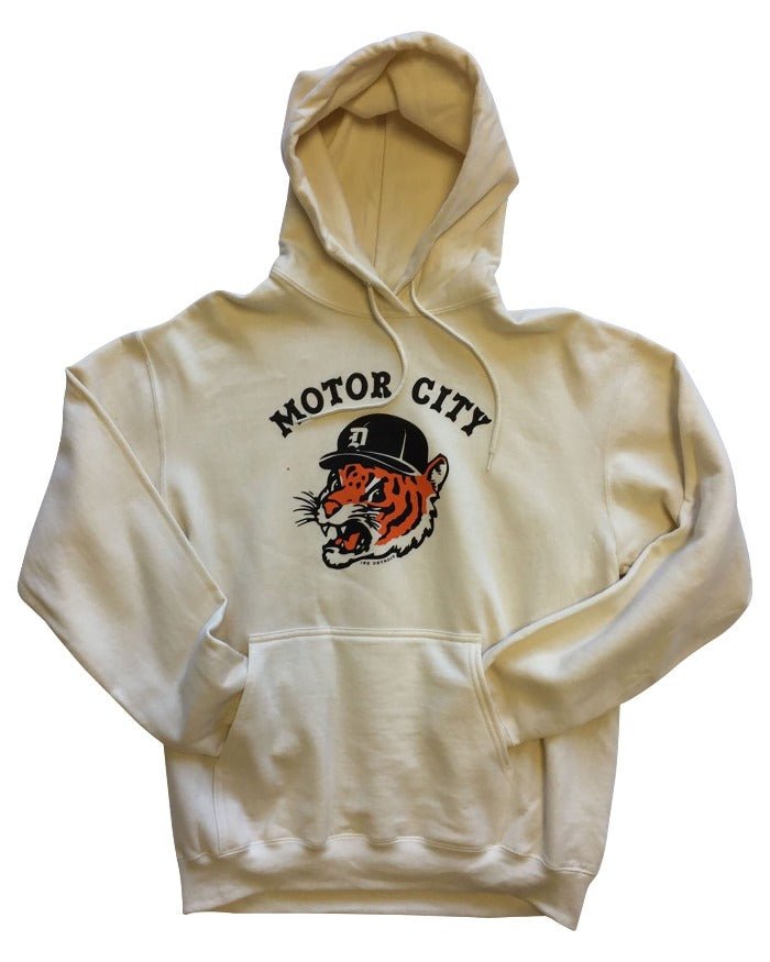 Motor City Kitty Unisex Pullover Hoodie - Natural - Ink Detroit
