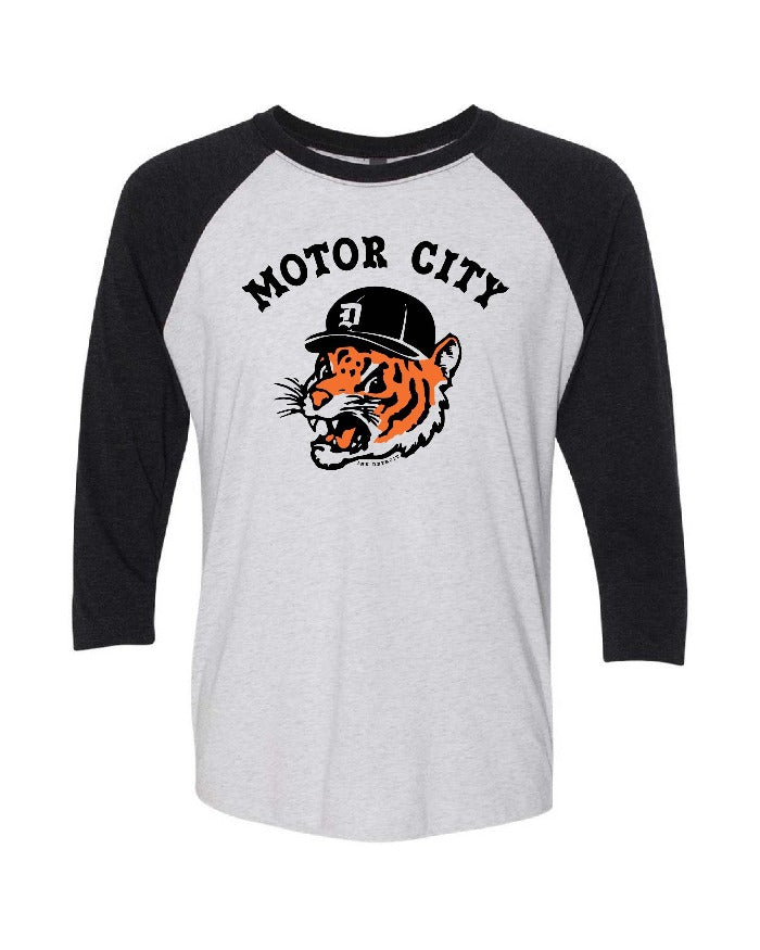 Ink Detroit Motor City Kitty Tri Blend 3/4 Sleeve Raglan T-Shirt