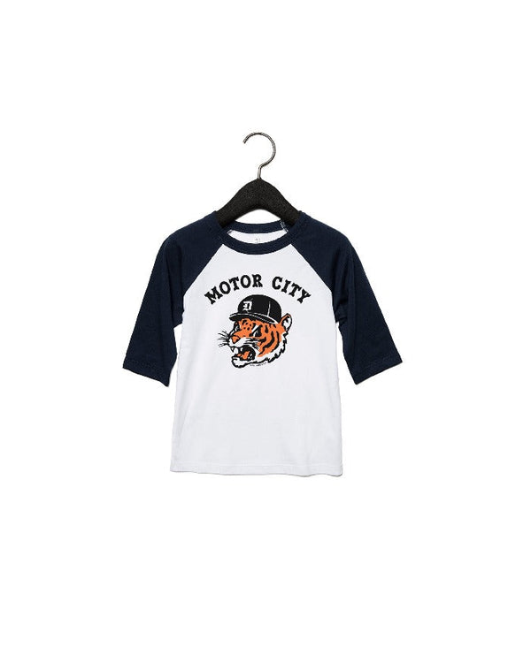 Ink Detroit Motor City Kitty Youth 3/4 Sleeve Raglan T-Shirt