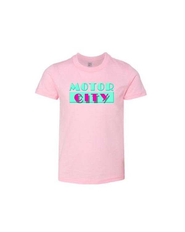 Motor City Vice 80s style Youth T-Shirt Pink