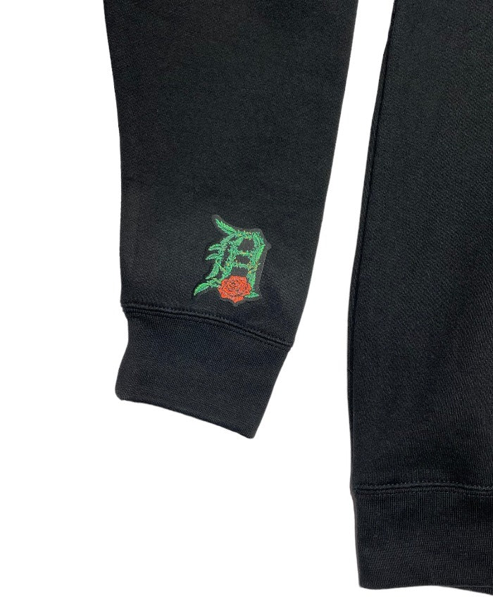 Ink Detroit - Old English D Rose - Premium Heavyweight Hoodie - Black