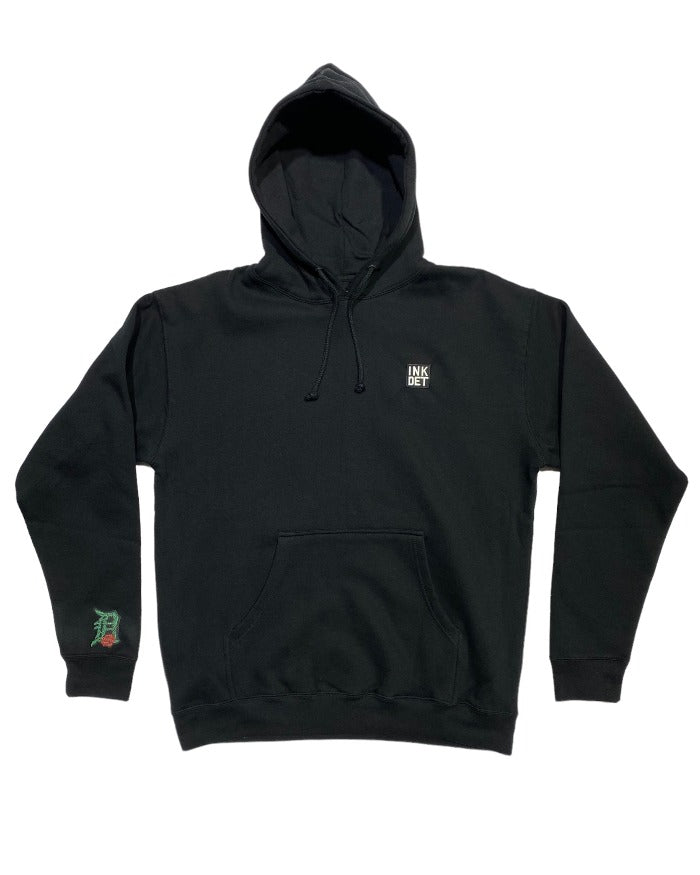 Ink Detroit - Old English D Rose - Premium Heavyweight Hoodie - Black