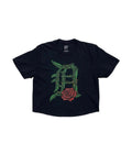 Ink Detroit - Old English D Rose - Oversize Crop T-Shirt - Black - Ink Detroit