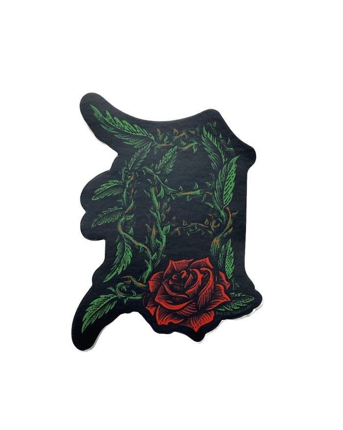 Ink Detroit - Old English D Rose Vinyl Die Cut Sticker - Ink Detroit