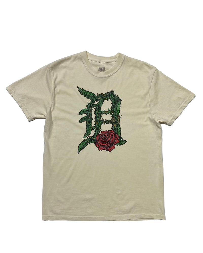 Ink Detroit - Old English D Rose - T-Shirt - Natural