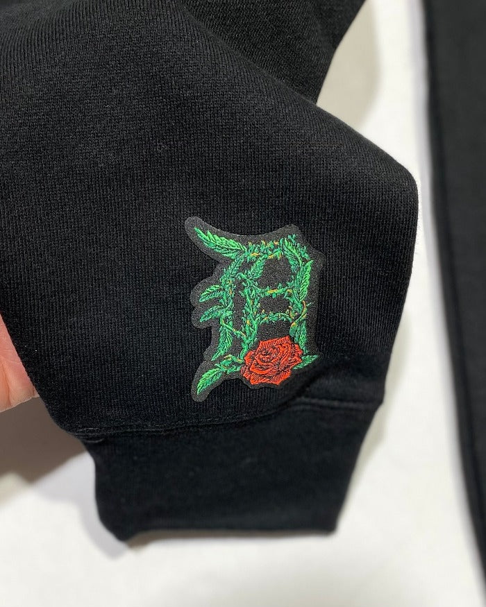Ink Detroit - Old English D Rose - Premium Heavyweight Hoodie - Black