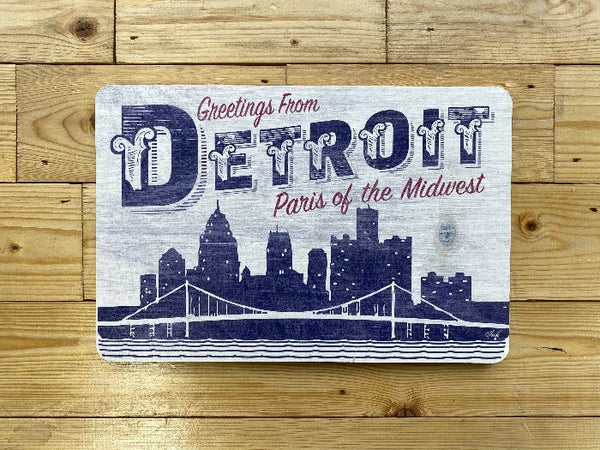 Ink Detroit Paris of the Midwest 12"x8" rustic wood sign