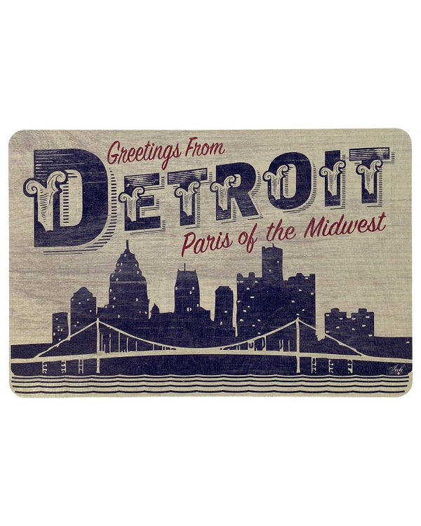 Ink Detroit Paris of the Midwest 12"x8" rustic wood sign