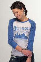 Ink Detroit Paris of the Midwest 3/4 Sleeve Raglan Baseball T-Shirt - Ink Detroit