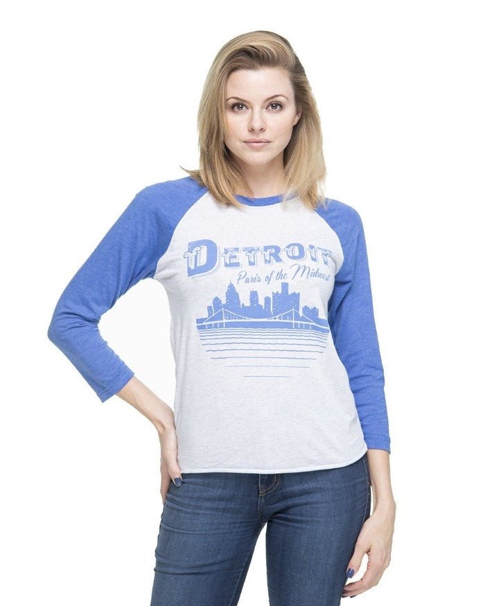 Ink Detroit Paris of the Midwest 3/4 Sleeve Raglan Baseball T-Shirt - Ink Detroit