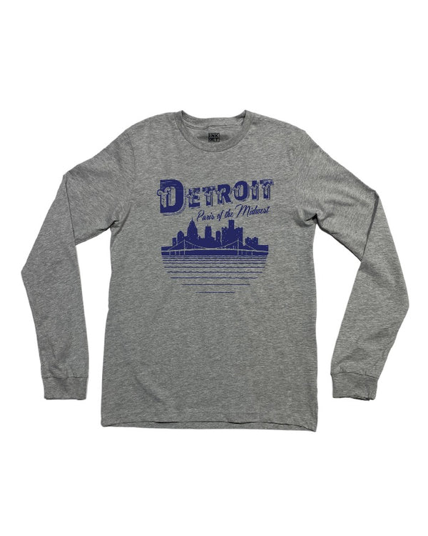 Ink Detroit Paris of the Midwest Long Sleeve T-Shirt - Athletic Heather Grey