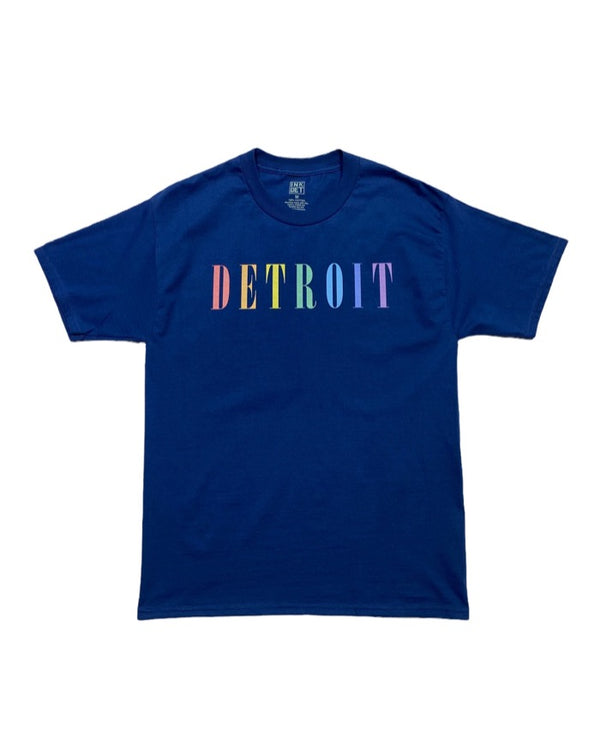 Ink Detroit Pastel Rainbow T-Shirt Regal Blue