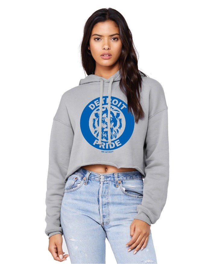 Ink Detroit Pride Fleece Crop Hoodie - Storm Grey - Ink Detroit