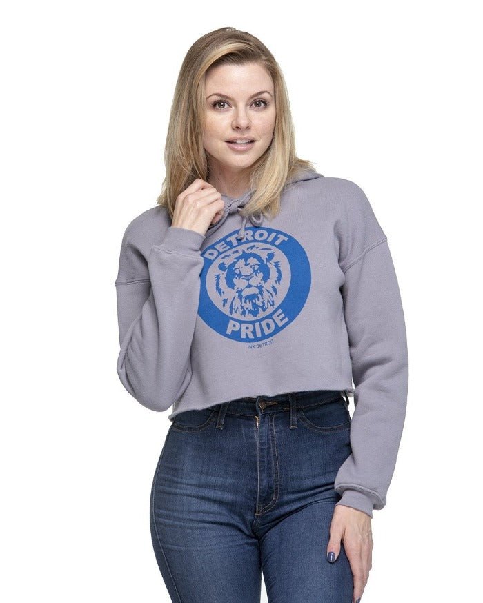 Ink Detroit Pride Fleece Crop Hoodie - Storm Grey - Ink Detroit