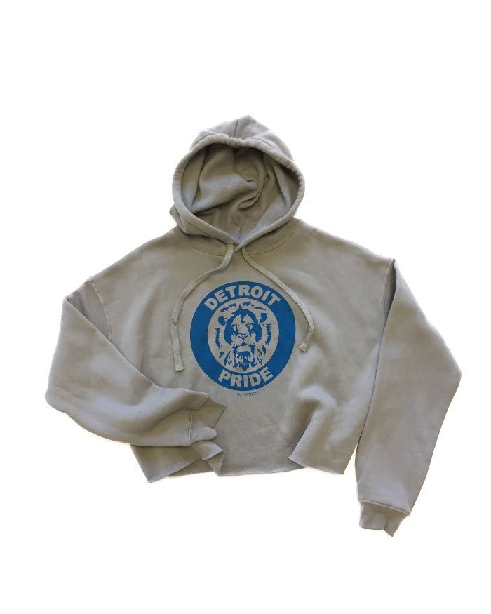 Ink Detroit Pride Fleece Crop Hoodie - Storm Grey - Ink Detroit