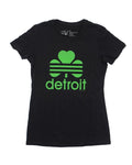 Ink Detroit Retro Cloverleaf Women's Junior Fit T-Shirt - Black - Ink Detroit