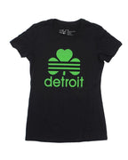 Ink Detroit Retro Cloverleaf Women's Junior Fit T-Shirt - Black - Ink Detroit