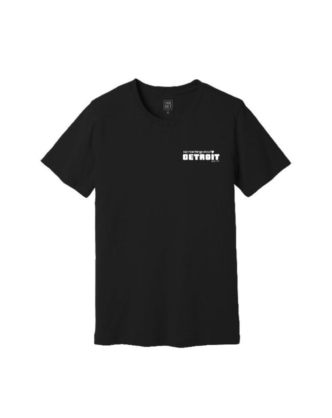 Say Nice Things About Detroit Left Chest Print T-Shirt - Black