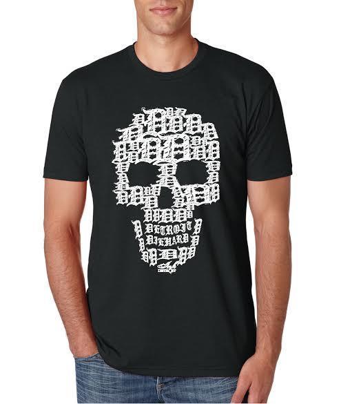 Ink Detroit Skull T-Shirt - Black with White