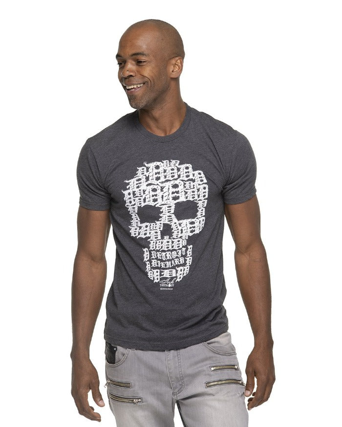 Ink Detroit Skull T-Shirt - Charcoal Grey with White
