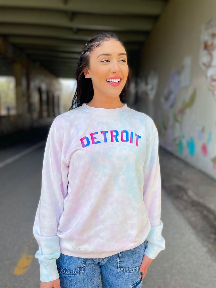 Ink Detroit -Classic Tie Dye Crewneck Sweatshirt - Cotton Candy