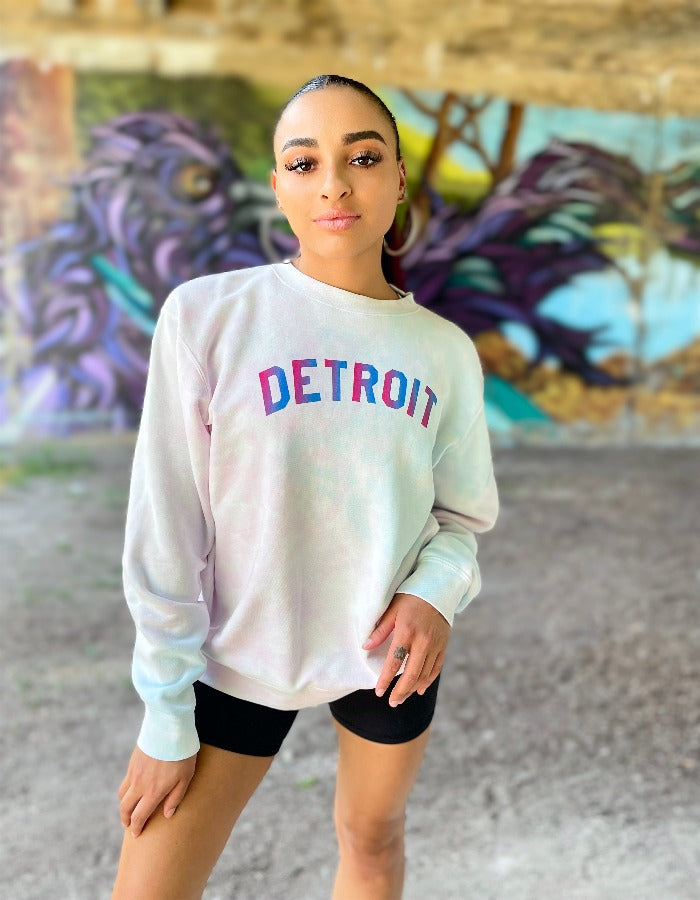 Ink Detroit Tie Dye Crewneck Sweatshirt - Cotton Candy