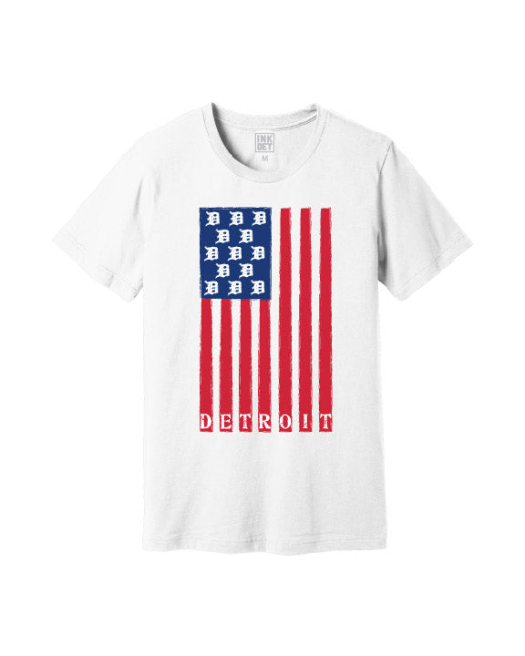 Ink Detroit USA Flag White T-Shirt