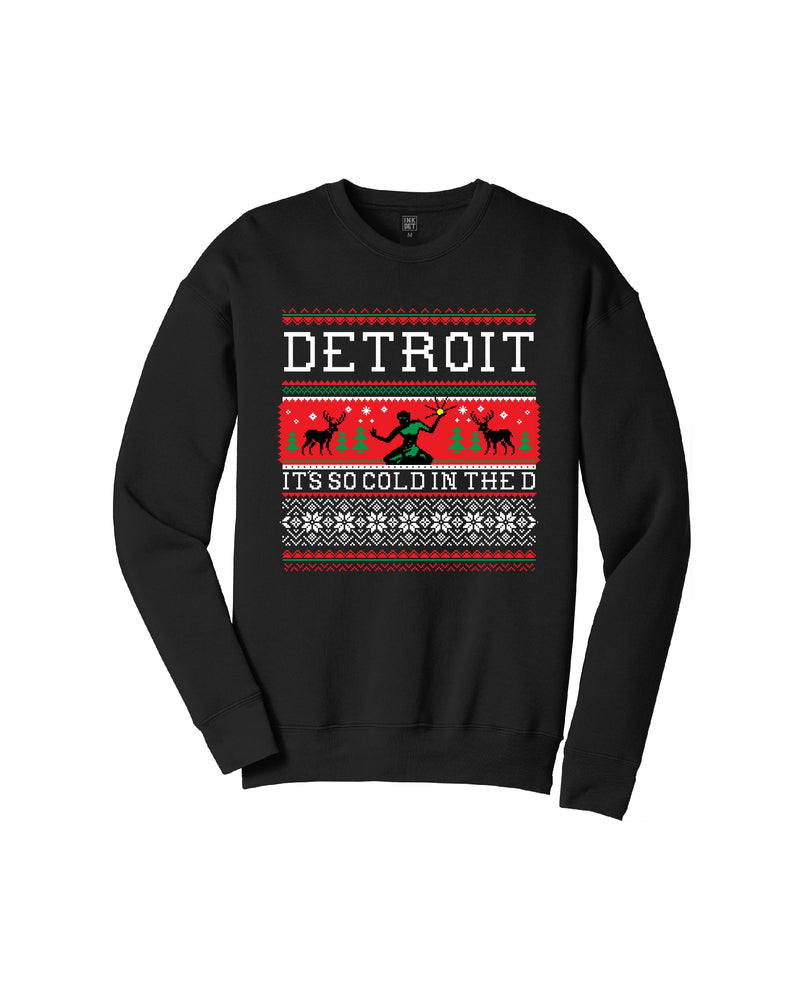 Ink Detroit Ugly Christmas Sweatshirt - Black