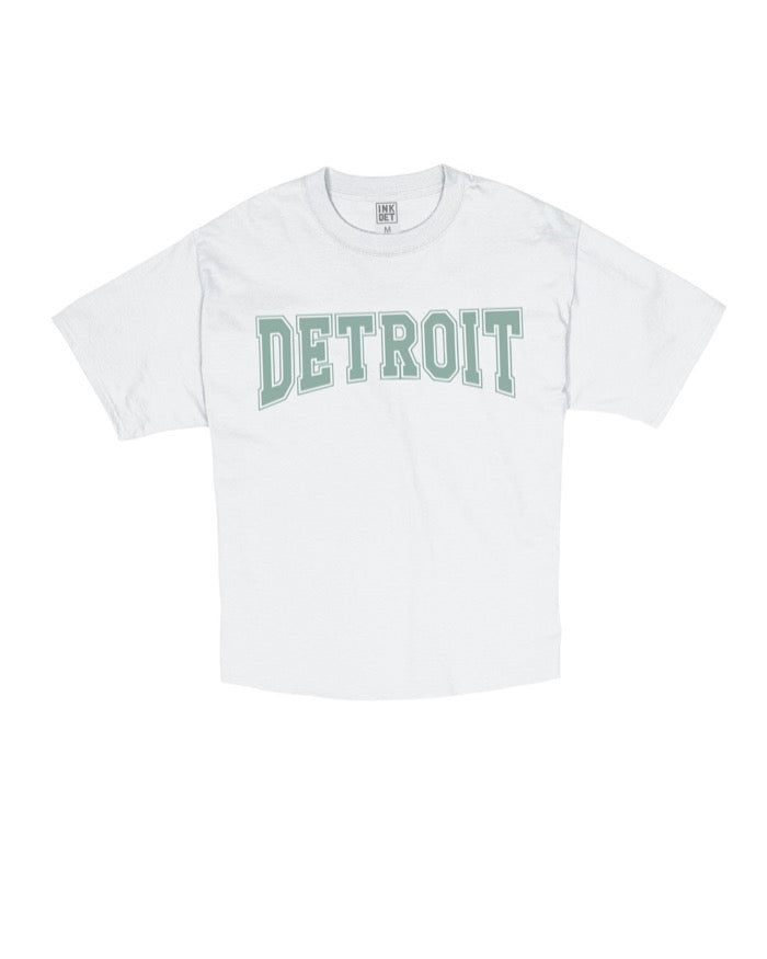 Ink Detroit Sage print cropped oversize white T-Shirt
