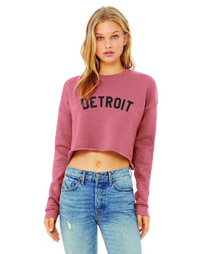 Ink Detroit Women's Cropped Fleece Crewneck Sweatshirt - Mauve